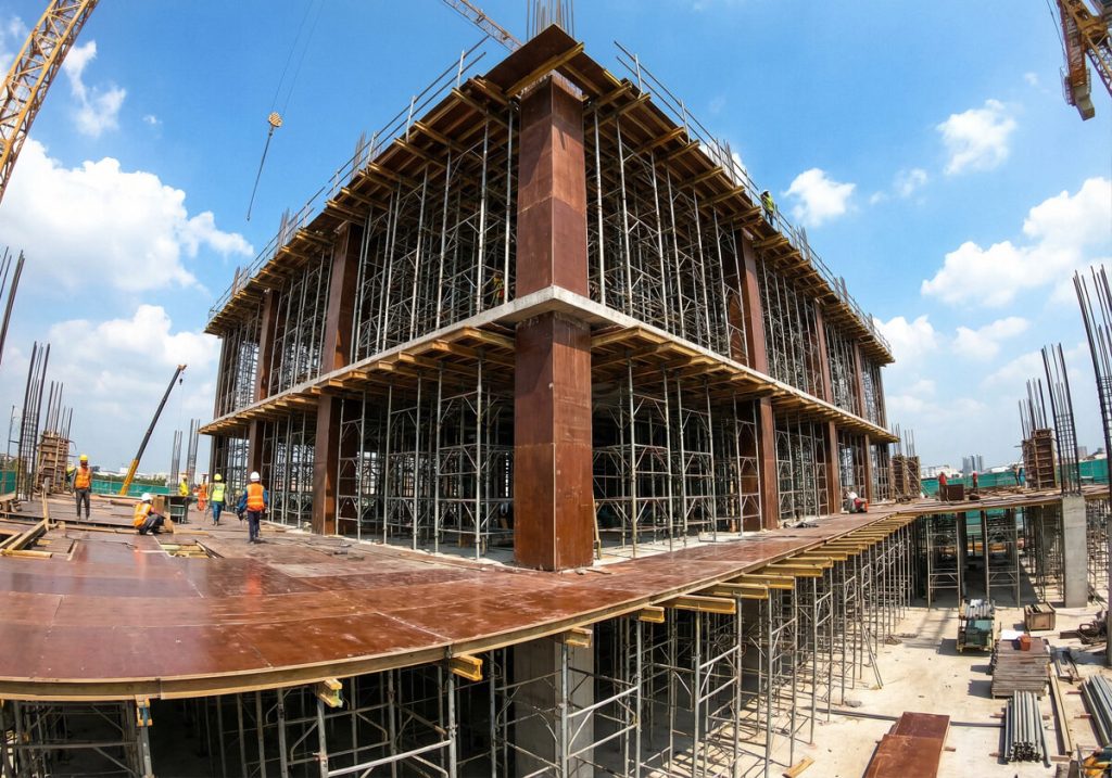 Ứng dụng ván cốp pha phủ phim nâu làm cầu đường